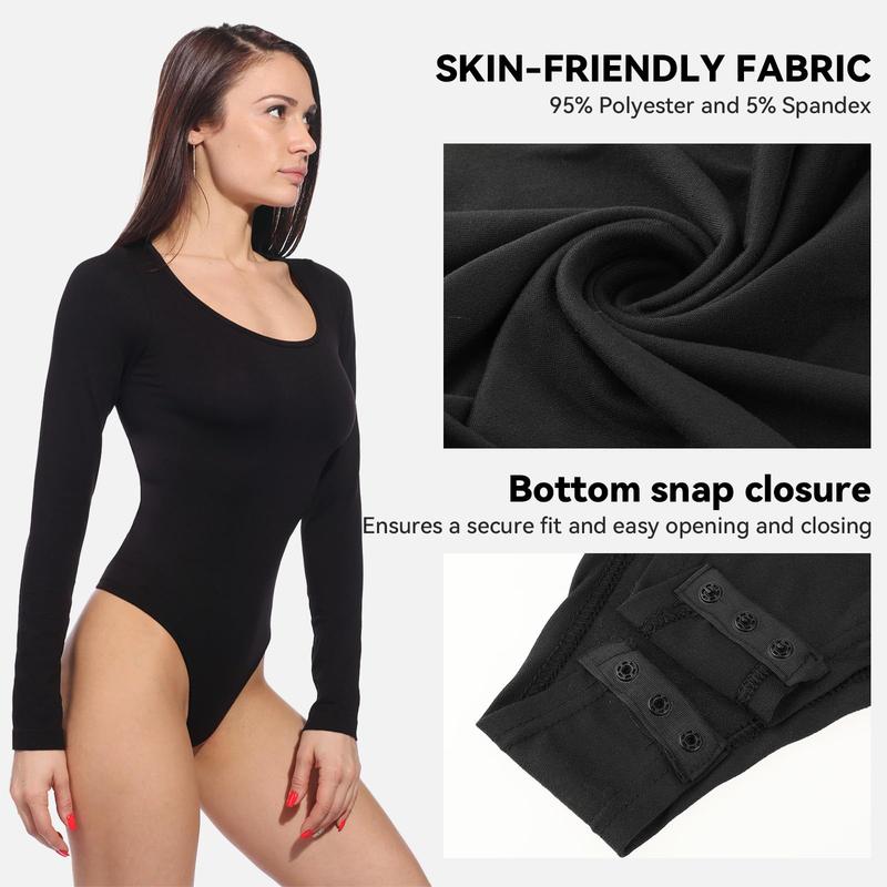 Solid Color Long Sleeve Tights Sexy Square Neck Tights Women's Stretch Tops Casual Comfortable Tummy Lifting Butt Lifting Shapewear Soft Pants