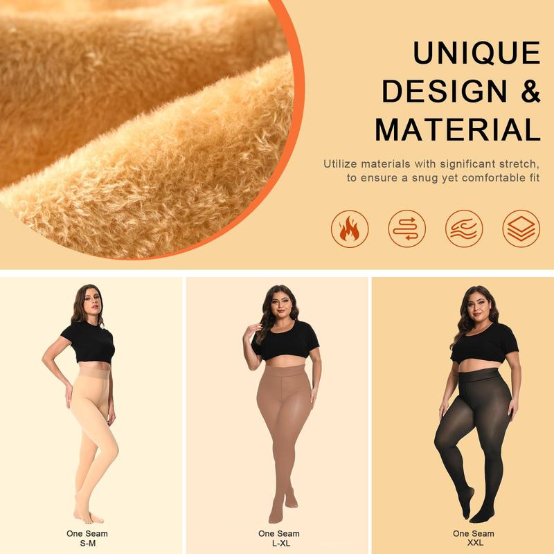 THE ORIGINAL! 4 SHADES • SIZE XS - 3XL • MAGIC FLEECE LINED LEGGINGS • CLOSED FOOT (LOOKS LIKE PANTYHOSE) Winter Comfort Fleece Tights Available in Plus Size and Brown Fur Fleece Lined Tights Sheer Women