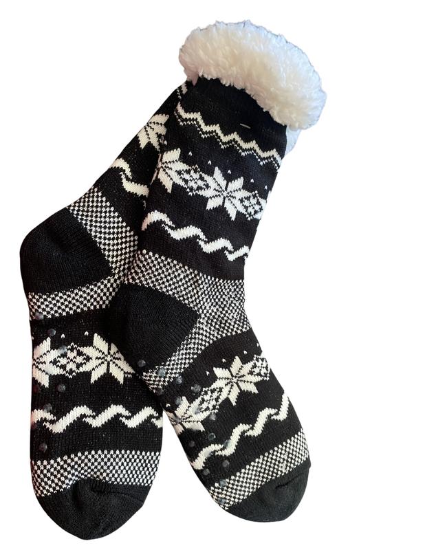 Cozy Deluxe Cabin Anti-Slip Socks Warmth & Style in Gray, Black, Blue, and Brown Comfy Socks Fuzzy Winter Cute Comfort