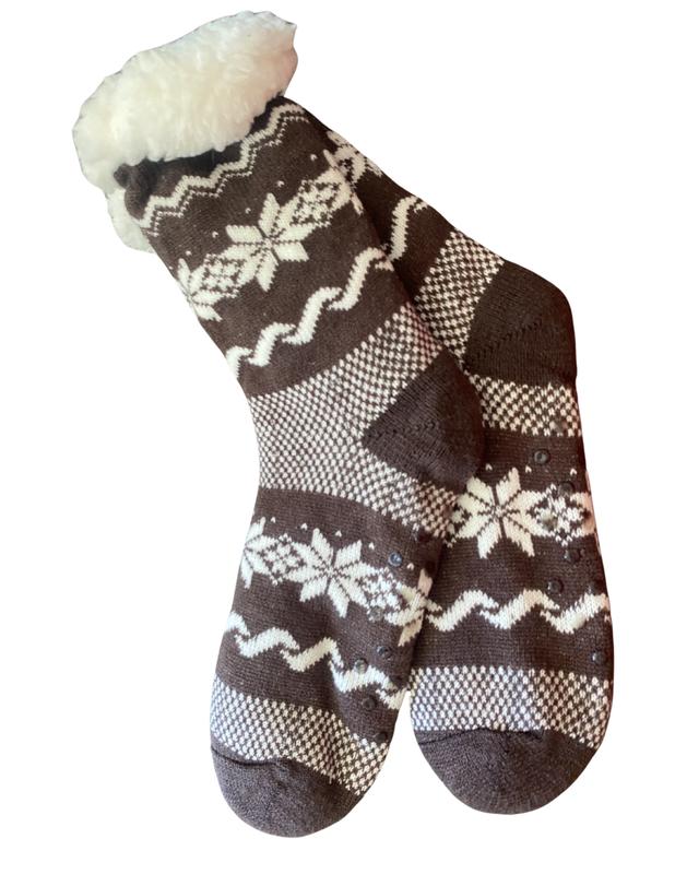 Cozy Deluxe Cabin Anti-Slip Socks Warmth & Style in Gray, Black, Blue, and Brown Comfy Socks Fuzzy Winter Cute Comfort