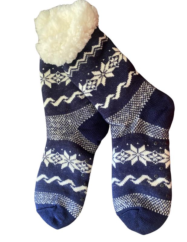 Cozy Deluxe Cabin Anti-Slip Socks Warmth & Style in Gray, Black, Blue, and Brown Comfy Socks Fuzzy Winter Cute Comfort