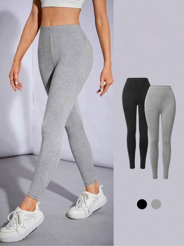 Women's Solid High Waist Skinny Pants, Casual Comfy Leggings for Daily Wear, Ladies Bottoms for Summer