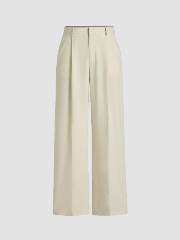 Cider [12 colors, size Petite 0 - Regular 26] High Waist Pleated Wide Leg Pants, Straight Leg Trousers with Side Pocket, Womenswear for Daily Casual & Work