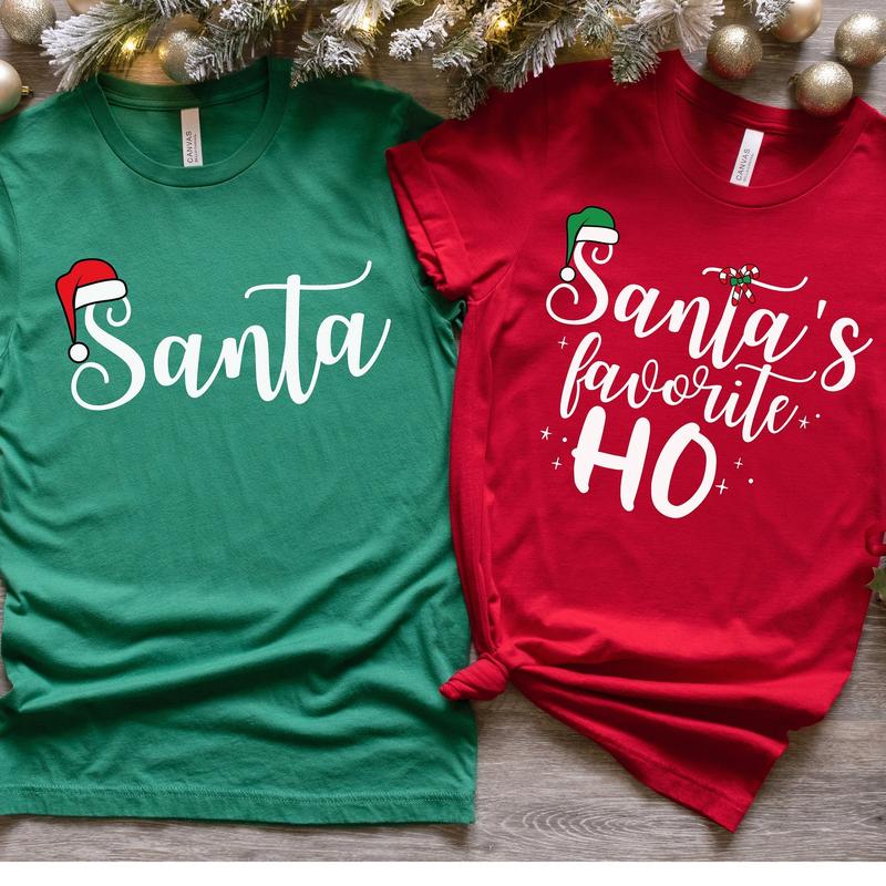 Santa's Favorite Ho Shirt Matching Christmas Pajamas For Couples Funny Christmas Couple Sweatshirt His and Hers Xmas Pjs Xmas Party Couple VPK Cotton Womenswear