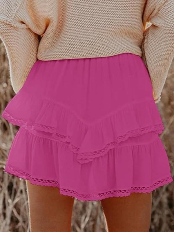 Women's Plain Tiered Layer High Waist Skirt, Casual Cute Fashionable Short Skirt for Daily Wear, Women's Bottoms for Fall & Winter