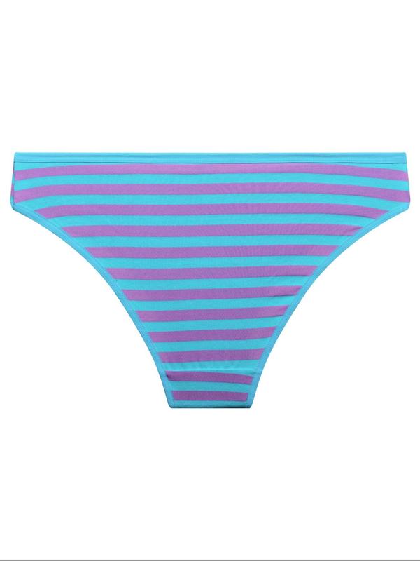 Women's Striped Print Bow Decor Brief Panty, Soft Comfy Breathable Knicker for Daily Wear, Underwear for All Seasons