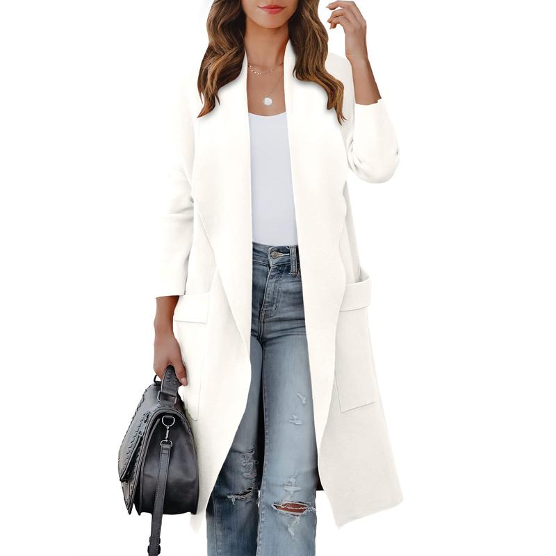 ANRABESS Women's Casual Long Sleeve Draped Open Front Knit Pockets Long Cardigan Jackets Sweater