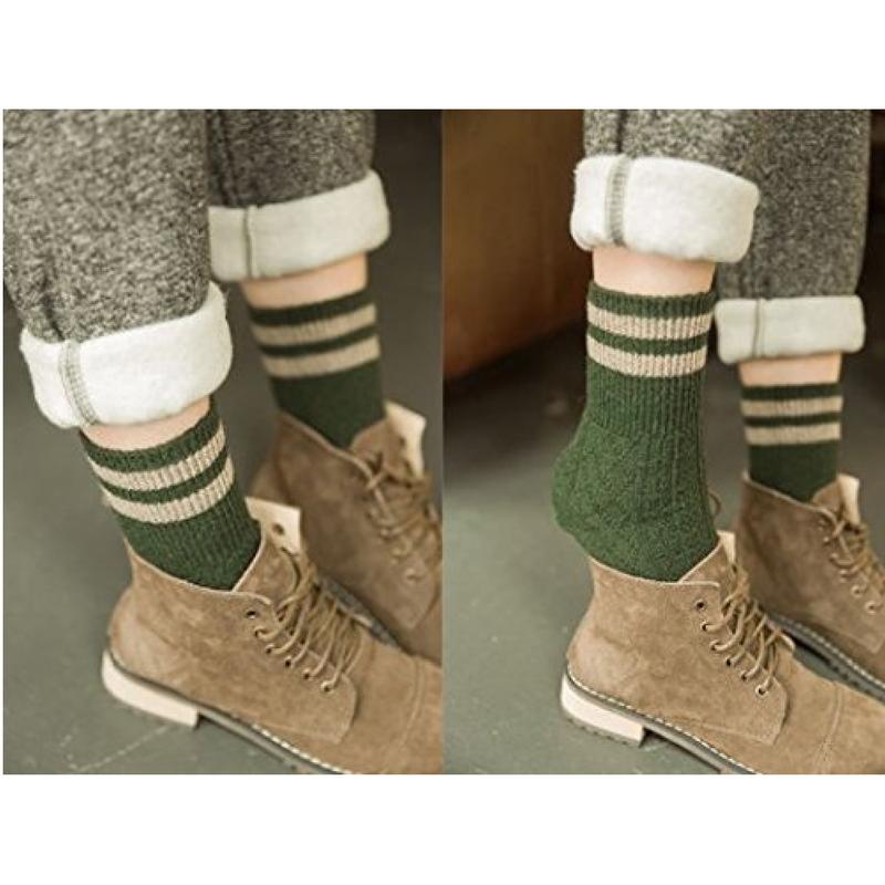 Zmart Women Colorful Wool Socks Retro Socks Vintage Socks Striped Crew Socks Women Warm Socks Winter Socks Wool Boot Socks Women Ladies Wool Socks Woolen Socks