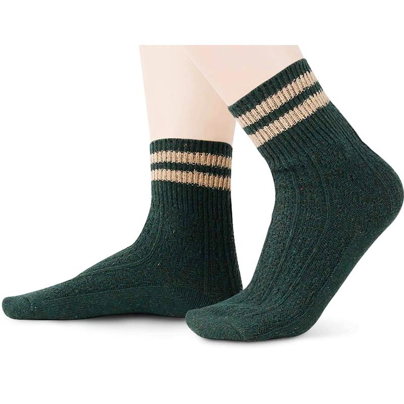 Zmart Women Colorful Wool Socks Retro Socks Vintage Socks Striped Crew Socks Women Warm Socks Winter Socks Wool Boot Socks Women Ladies Wool Socks Woolen Socks