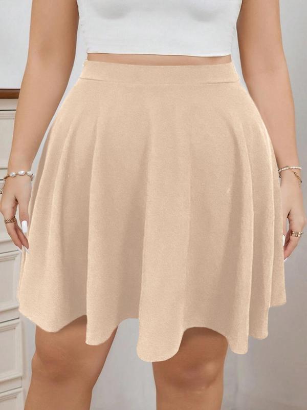  Solid Color  A Line Skirt, Casual Fashion Short Skirt for Daily Outdoor Wear, Women Plus Clothing for Summer