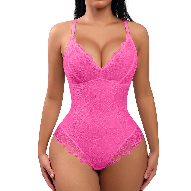 FeelinGirl Sexy Lace Bodysuits Shapewear for Womenswear Mesh Nylon Clothing