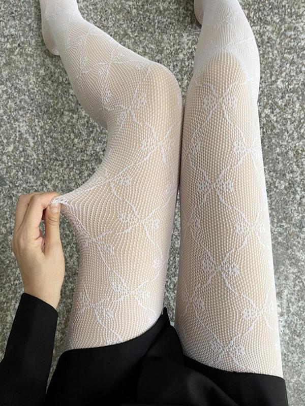 Women's All Over Bow Print Thermal Lined Tights, Comfy Breathable High Stretch Stockings for Daily Wear, Women's Underwear for Fall & Winter