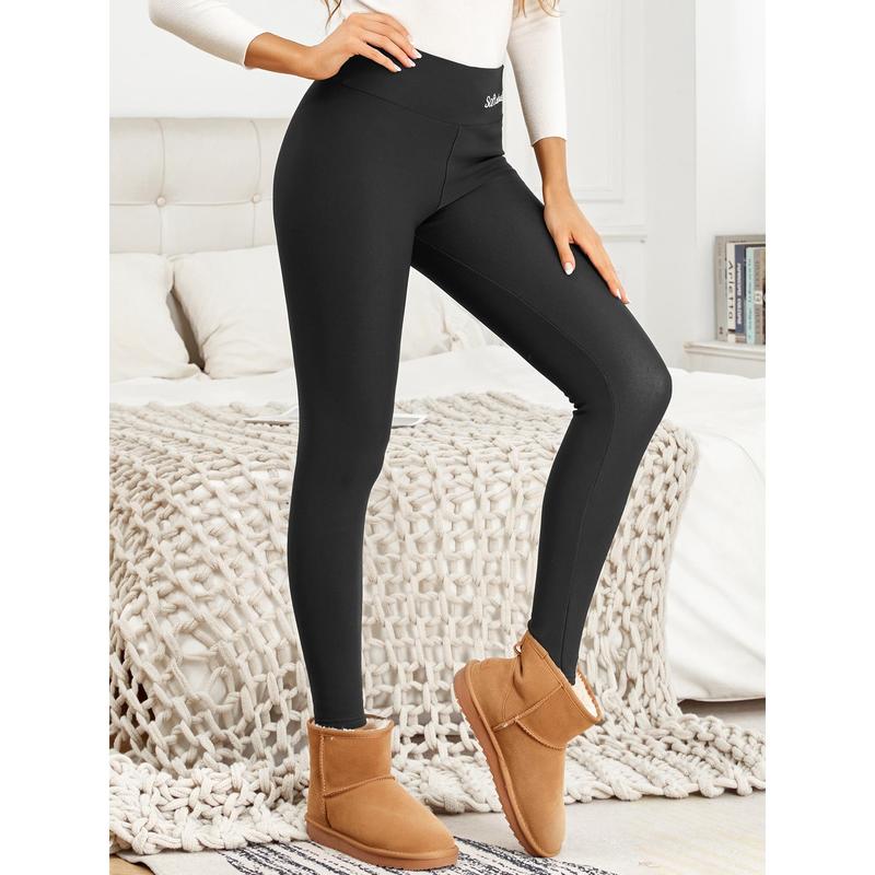 CHRLEISURE Velvet Winter Leggings Women High Waist Skinny Fashion Casual Thick Leggings Comfortable Classic Work Winter PantsFleece Lined Sheer Winter Tights