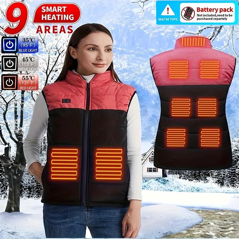 Women's USB Charging Smart Heating Waistcoat, 9 One Heating Area, Smart Electric Heating, Smart Constant Temperature Vest, Adjustable Temperature Setting-Winter Outdoors Thermal Equipment, Stylish and Practical Heating Waistcoat