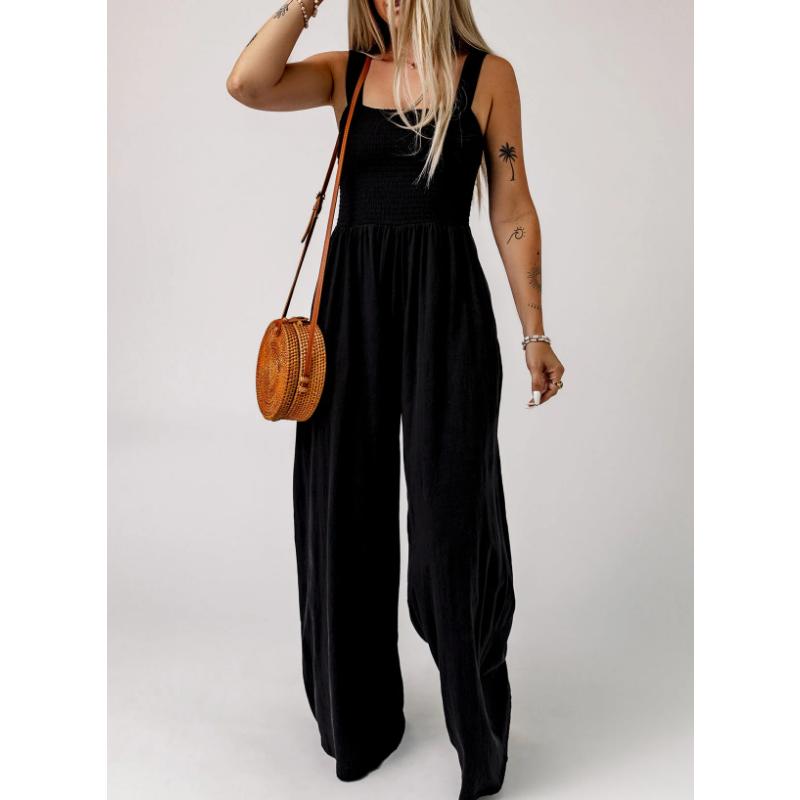 Dokotoo Women's Casual Loose Overalls Jumpsuits One Piece Sleeveless Wide Leg Long Pant Rompers With Pockets