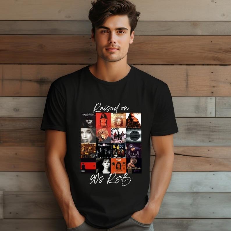 Raiised On 90s R&B Album Cover Tee, Music Artist Shirt, Music Lover Shirt, Bllack History Shirt, Nostalgia Shirt, 90s Party Tee, Unisex Short Sleeve Tee Shirt