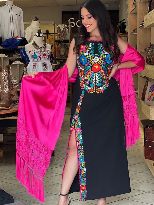 Long Mexican Traditional Dress, Typical Mexican Dress, Boho Hippie, Mexican Party Dress, Mexican Bridesmaid Dress, Latina Style Dress