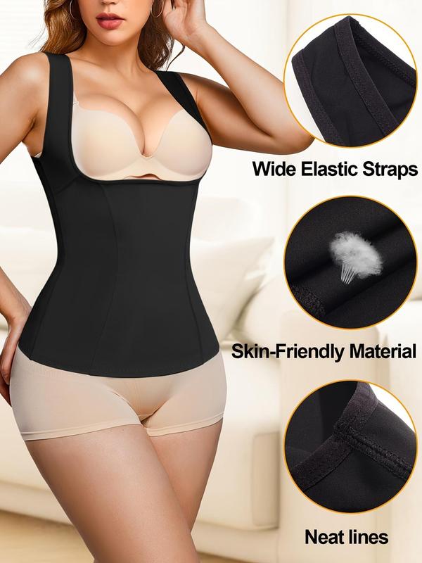 Women's Basic Solid Seamless Compression Shapewear Tank Top, Lady Minimalist Breathable Tummy Control Shapewear Clothing, Summer Outfits, Women Shapewear for Daily Wear