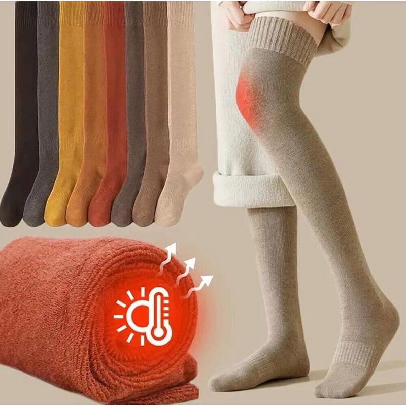 Long Socks Warm Over Knee Thigh High Wool Knitted Women's Thick Stockings Winter