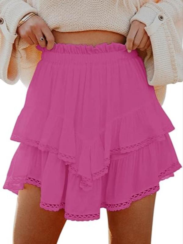 Women's Plain Tiered Layer High Waist Skirt, Casual Cute Fashionable Short Skirt for Daily Wear, Women's Bottoms for Fall & Winter