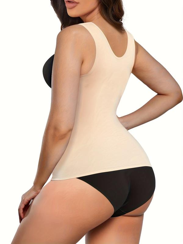 Women's Basic Solid Seamless Compression Shapewear Tank Top, Lady Minimalist Breathable Tummy Control Shapewear Clothing, Summer Outfits, Women Shapewear for Daily Wear