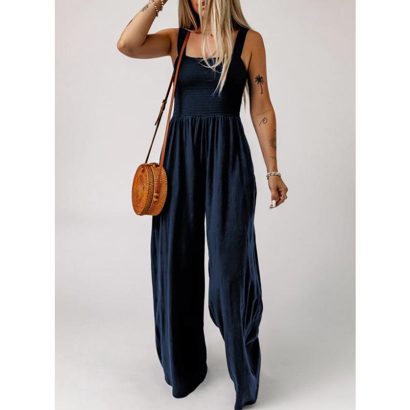 Dokotoo Women's Casual Loose Overalls Jumpsuits One Piece Sleeveless Wide Leg Long Pant Rompers With Pockets