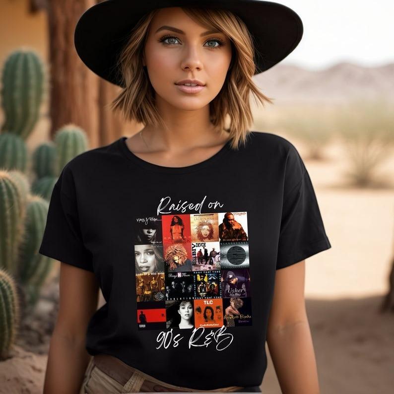 Raiised On 90s R&B Album Cover Tee, Music Artist Shirt, Music Lover Shirt, Bllack History Shirt, Nostalgia Shirt, 90s Party Tee, Unisex Short Sleeve Tee Shirt