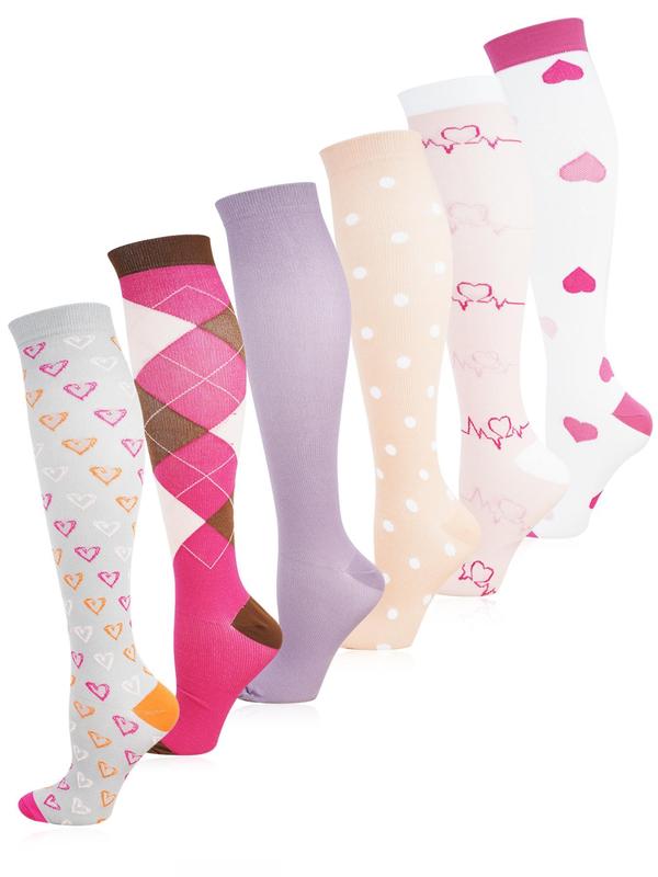 Women's Christmas Print Over The Calf Socks, Casual Comfy Breathable Compression Socks for Daily Wear, Women's Socks for All Seasons