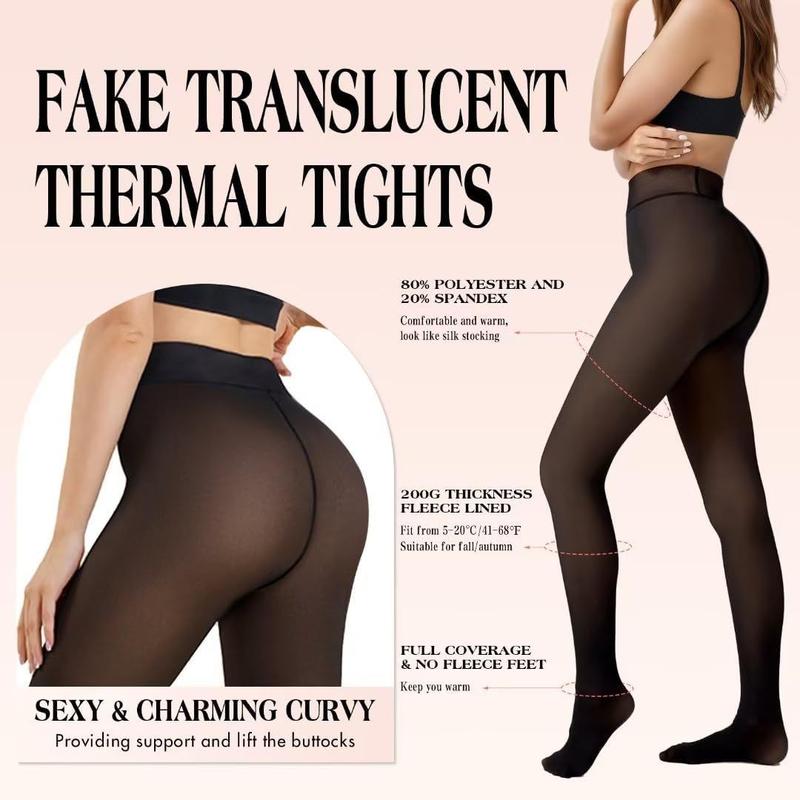 Cross-Border Wear Fake Transparent plus Size One-Word Crotch Transparent Fleece Lined Tights Women's Fleece-lined Transparent Pantyhose