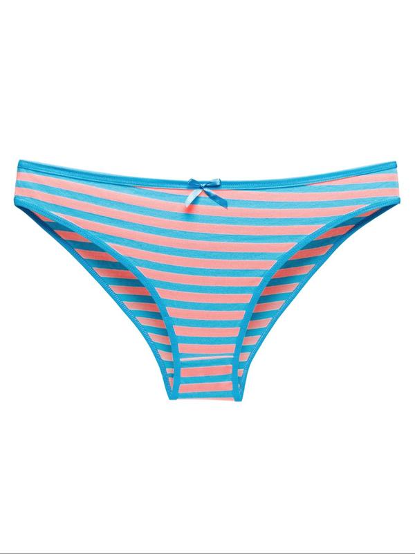 Women's Striped Print Bow Decor Brief Panty, Soft Comfy Breathable Knicker for Daily Wear, Underwear for All Seasons