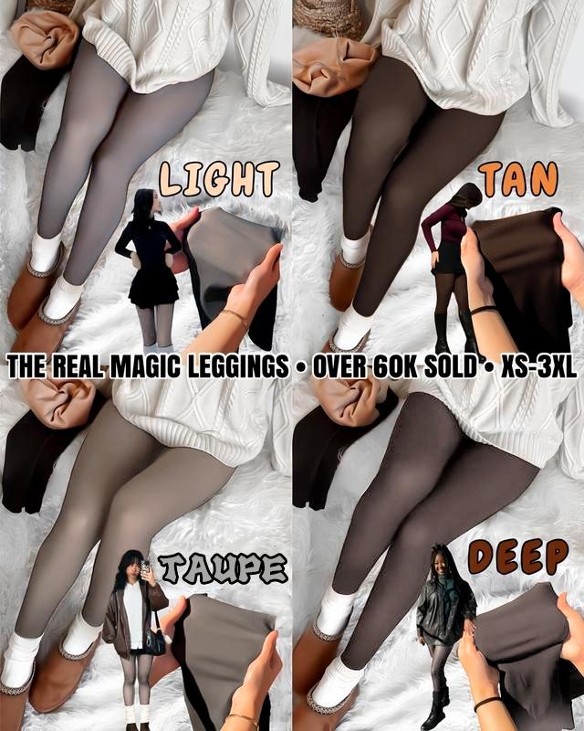 THE ORIGINAL! 4 SHADES • SIZE S - 3XL • MAGIC FLEECE LINED LEGGINGS • CLOSED FOOT (LOOKS LIKE PANTYHOSE) Winter Comfort Fleece Tights Available in Plus Size and Brown Fur