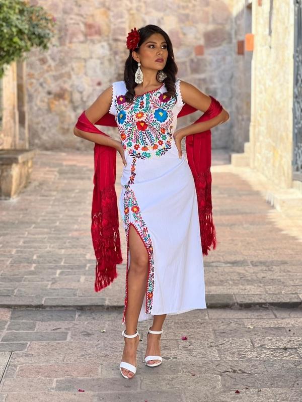 Long Mexican Traditional Dress, Typical Mexican Dress, Boho Hippie, Mexican Party Dress, Mexican Bridesmaid Dress, Latina Style Dress