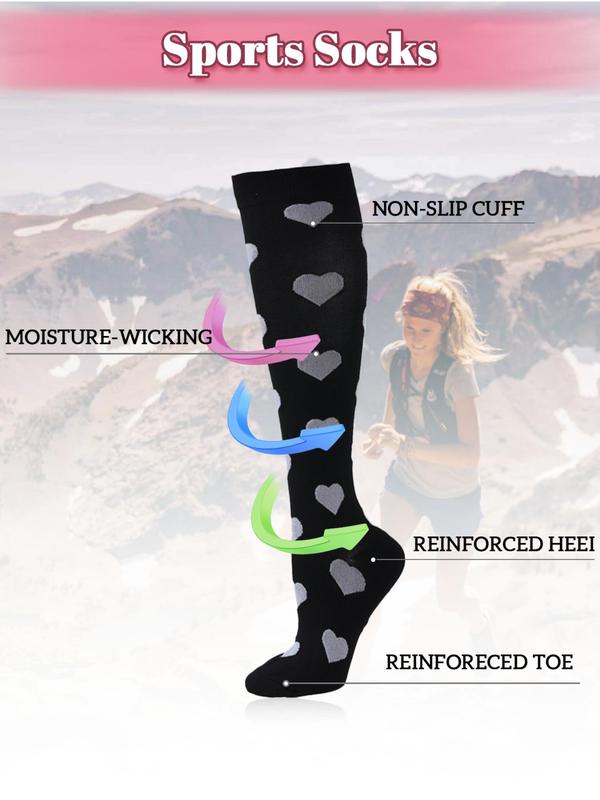 Women's Christmas Print Over The Calf Socks, Casual Comfy Breathable Compression Socks for Daily Wear, Women's Socks for All Seasons