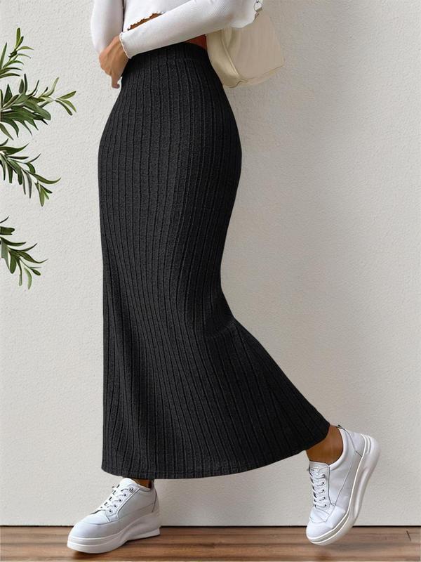 Women's Plain Split Thigh High Waist A Line Skirt, Casual Long Skirt for Daily Wear, Summer Outfits 2024, Lady Sweater Bottoms for Summer Spring Fall