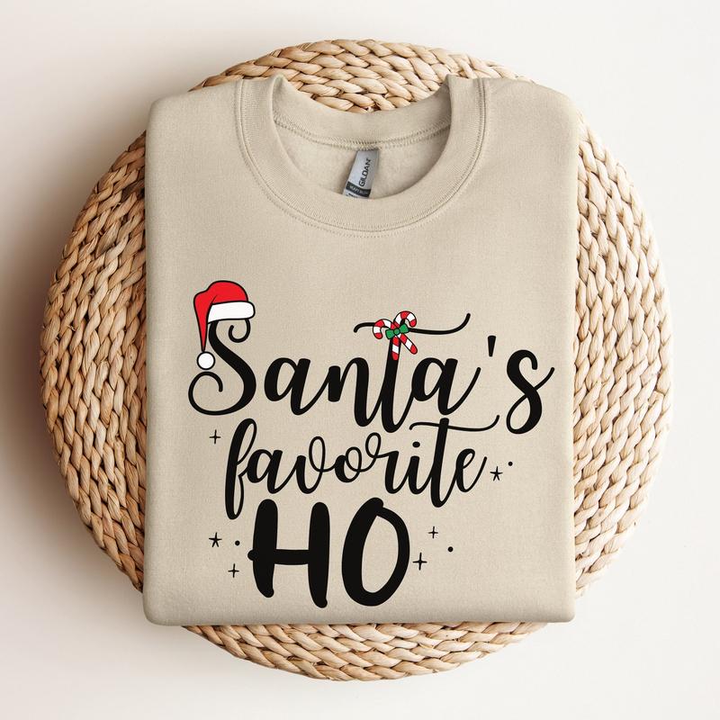 Santa's Favorite Ho Shirt Matching Christmas Pajamas For Couples Funny Christmas Couple Sweatshirt His and Hers Xmas Pjs Xmas Party Couple VPK Cotton Womenswear