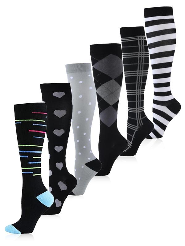 Women's Christmas Print Over The Calf Socks, Casual Comfy Breathable Compression Socks for Daily Wear, Women's Socks for All Seasons