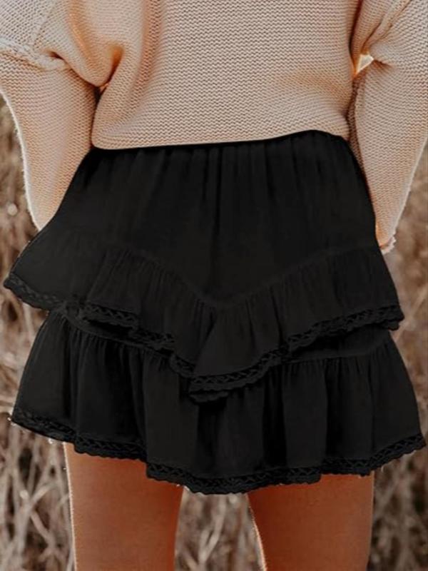 Women's Plain Tiered Layer High Waist Skirt, Casual Cute Fashionable Short Skirt for Daily Wear, Women's Bottoms for Fall & Winter