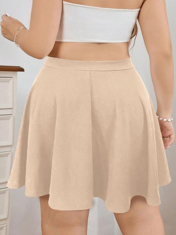  Solid Color  A Line Skirt, Casual Fashion Short Skirt for Daily Outdoor Wear, Women Plus Clothing for Summer