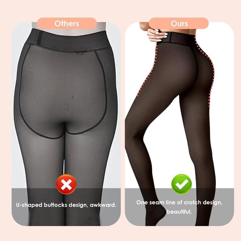 Cross-Border Wear Fake Transparent plus Size One-Word Crotch Transparent Fleece Lined Tights Women's Fleece-lined Transparent Pantyhose