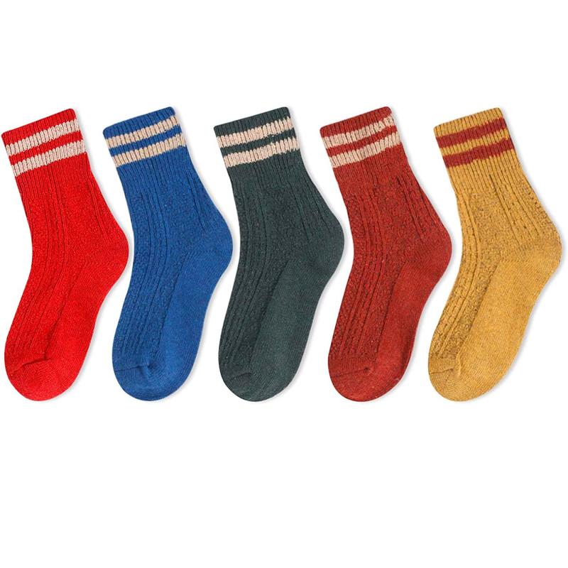 Zmart Women Colorful Wool Socks Retro Socks Vintage Socks Striped Crew Socks Women Warm Socks Winter Socks Wool Boot Socks Women Ladies Wool Socks Woolen Socks