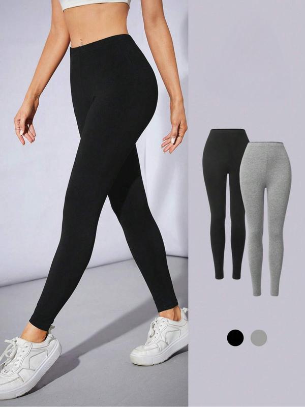 Women's Solid High Waist Skinny Pants, Casual Comfy Leggings for Daily Wear, Ladies Bottoms for Summer