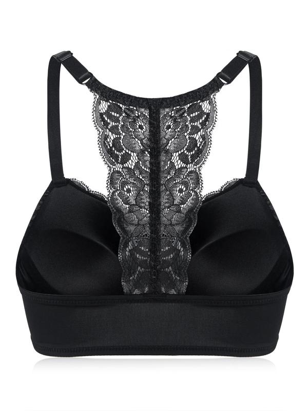 Women's Buckle Front Floral Lace Bra, Casual Comfortable Breathable Push Up Bra for Daily Wear, Underwear for All Seasons