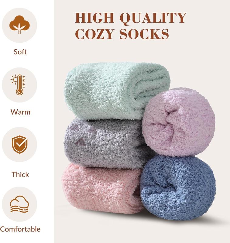 Fuzzy Socks - 5 Pairs Slipper Socks for Women, Cozy Socks, Women's Winter Warm Socks, Non Slip Fuzzy Slipper Socks