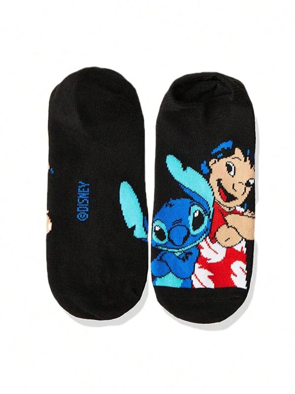 Women's Cartoon Stitch Print Ankle Socks, Casual Moisture Wicking Low Cut Socks, Soft Comfy Breathable Socks for All Seasons Daily Wear