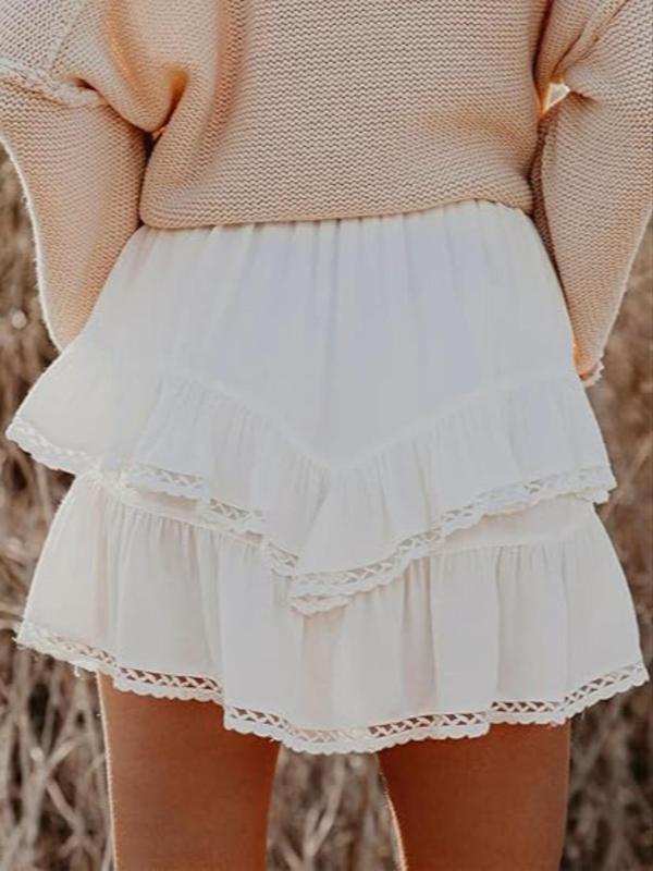 Women's Plain Tiered Layer High Waist Skirt, Casual Cute Fashionable Short Skirt for Daily Wear, Women's Bottoms for Fall & Winter