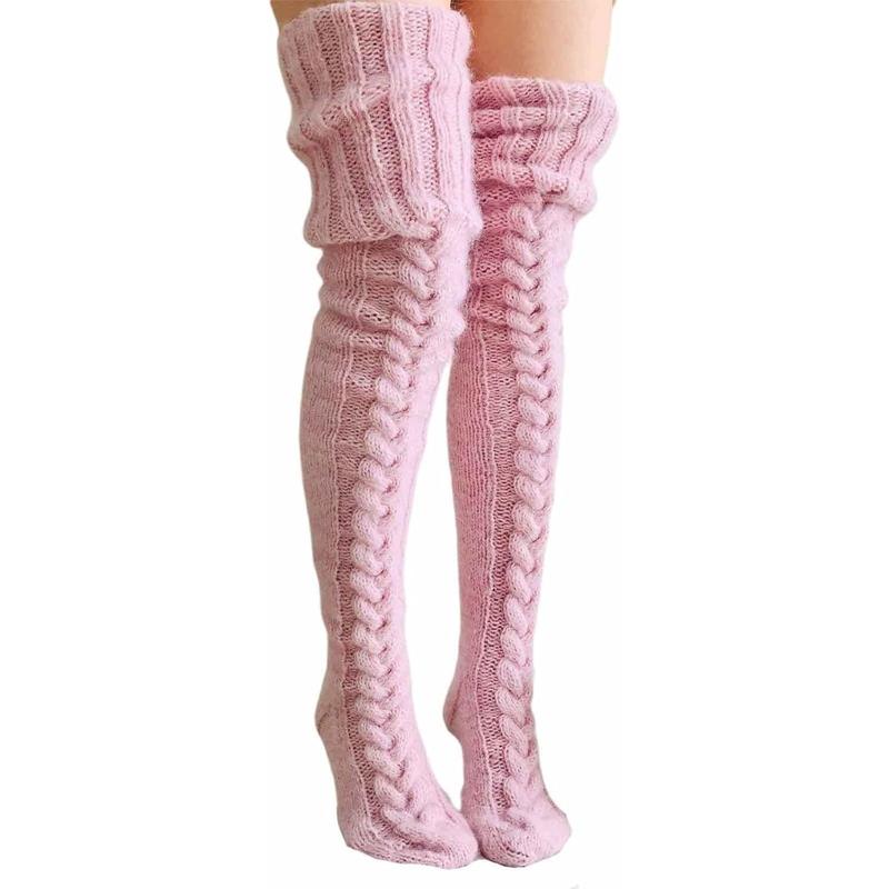 Women Thigh High Socks - Leg Warmers Socks, Boots Over Knee High Sock Cable Knit Socks Long Boot Leg Warmer Stockings