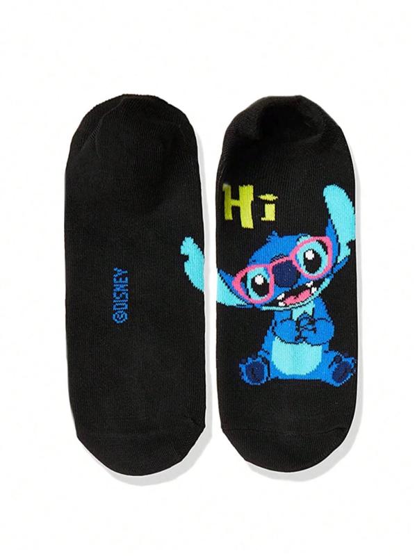 Women's Cartoon Stitch Print Ankle Socks, Casual Moisture Wicking Low Cut Socks, Soft Comfy Breathable Socks for All Seasons Daily Wear