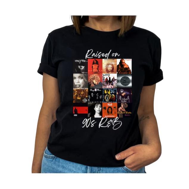 Raiised On 90s R&B Album Cover Tee, Music Artist Shirt, Music Lover Shirt, Bllack History Shirt, Nostalgia Shirt, 90s Party Tee, Unisex Short Sleeve Tee Shirt