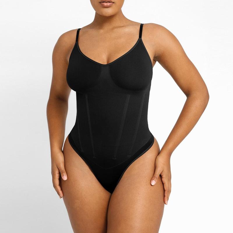 Shapellx Seamless Waist Boning Corset Comfy Smooth Thong Bodysuit Comfort Womenswear