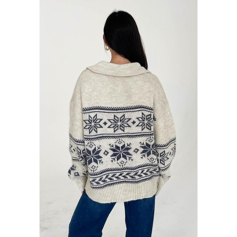 Warm Me Up Sweater in Cream Navy